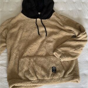 Men's Tan and Black Sherpa Hoodie